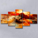 Orange Marble Abstract 5 Piece Canvas Prints Wall Art Decor, Multi Panels, Mixed Canvas