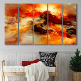 Orange Marble Abstract 5 Piece B Canvas Prints Wall Art, Multi Panels,Large Canvas