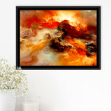 Orange Marble Abstract Framed Canvas Prints Wall Art Decor, Framed Picture, Floating Frame