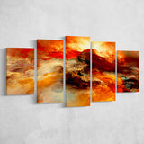 Orange Marble Abstract 5 Piece Canvas Prints Wall Art Decor, Multi Panels, Mixed Canvas