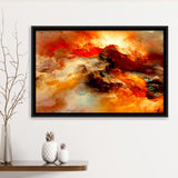Orange Marble Abstract Framed Canvas Prints Wall Art Decor, Framed Picture, Floating Frame