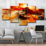 Orange Marble Abstract 5 Piece Canvas Prints Wall Art Decor, Multi Panels, Mixed Canvas