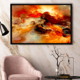 Orange Marble Abstract Framed Canvas Prints Wall Art Decor, Framed Picture, Floating Frame