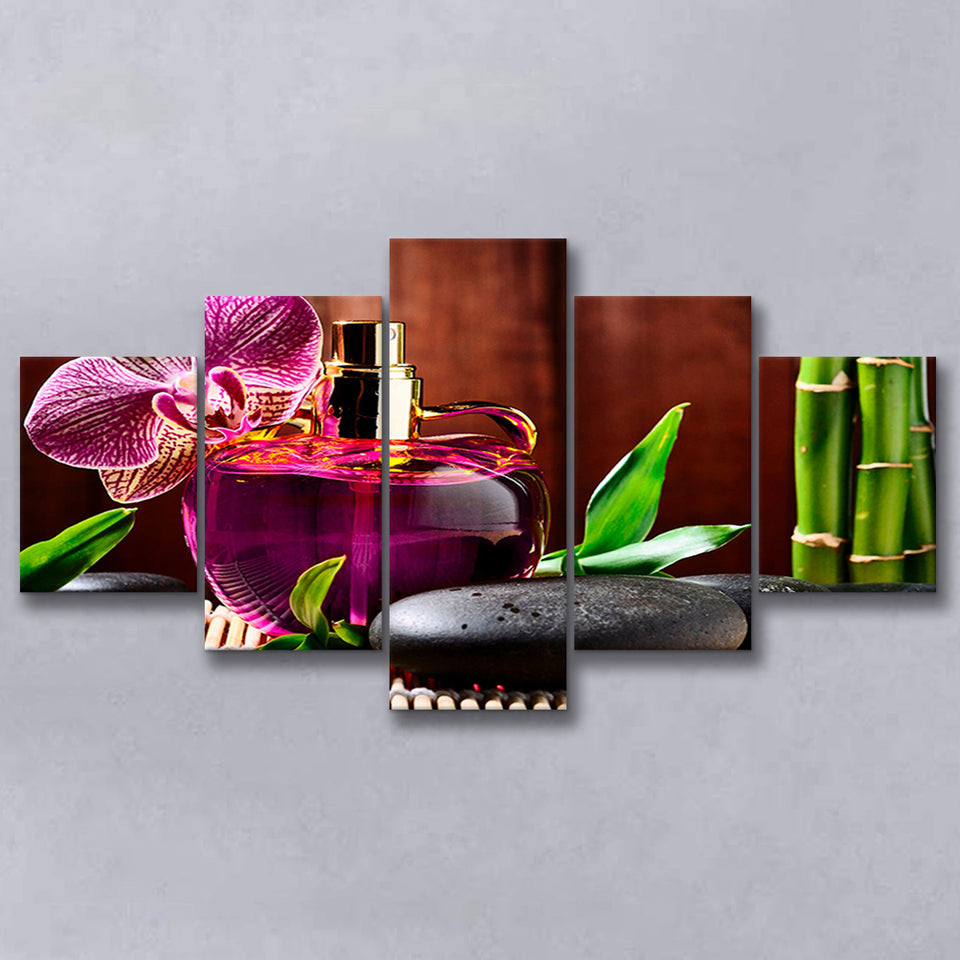 Orchid Flowers Spa 5 Piece Canvas Prints Wall Art Decor, Multi Panels, Mixed Canvas