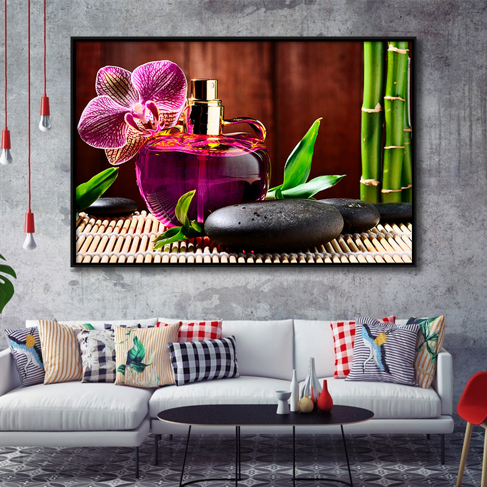 Orchid Flowers Spa Framed Canvas Prints Wall Art Decor, Framed Picture, Floating Frame
