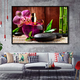 Orchid Flowers Spa Framed Canvas Prints Wall Art Decor, Framed Picture, Floating Frame
