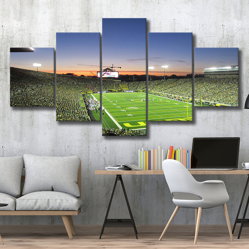 Oregon Ducks Stadium Canvas Prints Autzen Stadium Wall Art American,Multi Panels,Sport Stadium Art Prints, Fan Gift