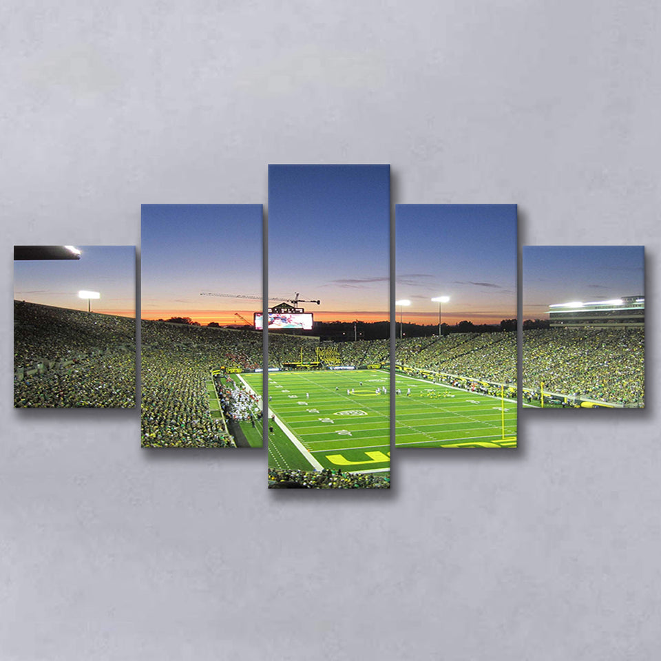 Oregon Ducks Stadium Canvas Prints Autzen Stadium Wall Art American,Multi Panels,Sport Stadium Art Prints, Fan Gift
