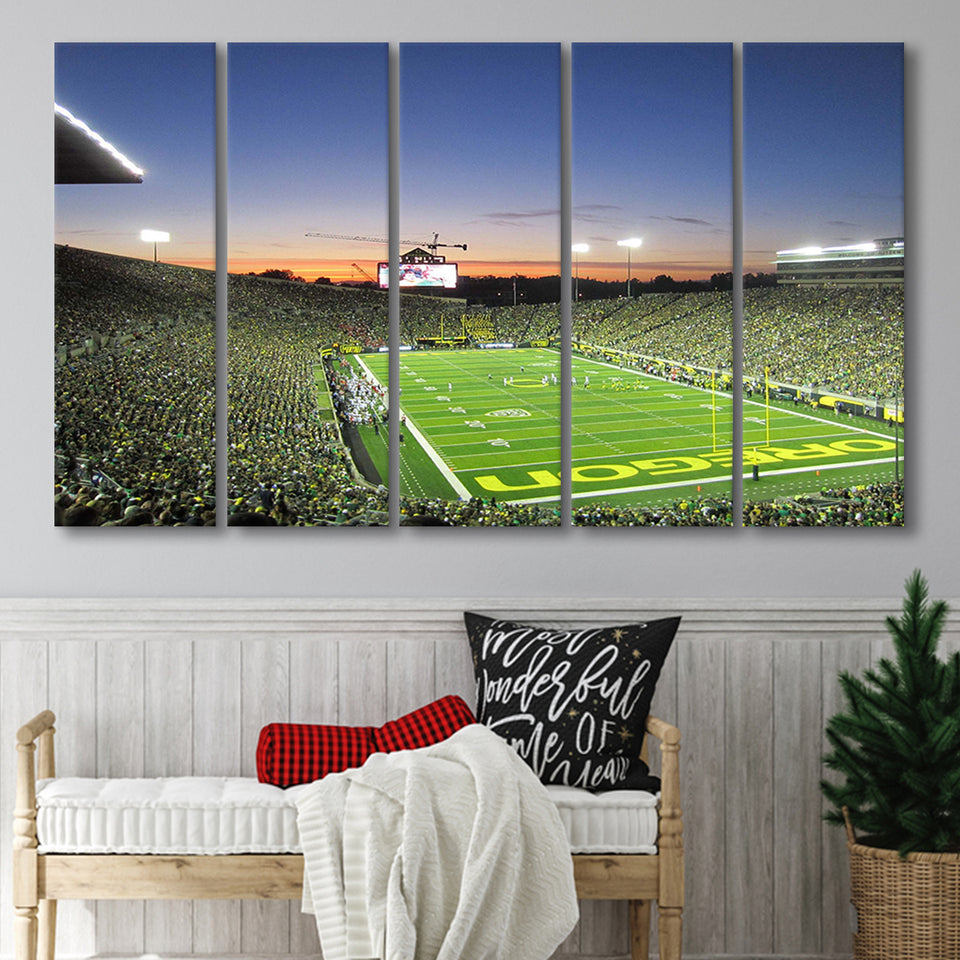 Oregon Ducks Stadium Canvas Prints Autzen Stadium Wall Art American,Multi Panels B,Sport Stadium Art Prints, Fan Gift