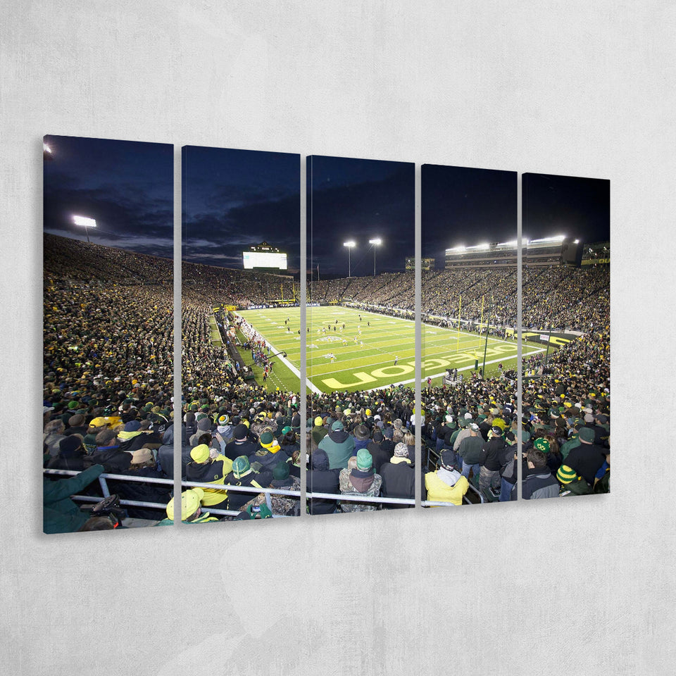 Oregon Ducks Wall Art Autzen Stadium Canvas Prints American,Multi Panels B,Sport Stadium Art Prints, Fan Gift