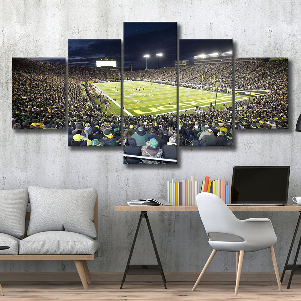 Oregon Ducks Wall Art Autzen Stadium Canvas Prints American,Multi Panels,Sport Stadium Art Prints, Fan Gift