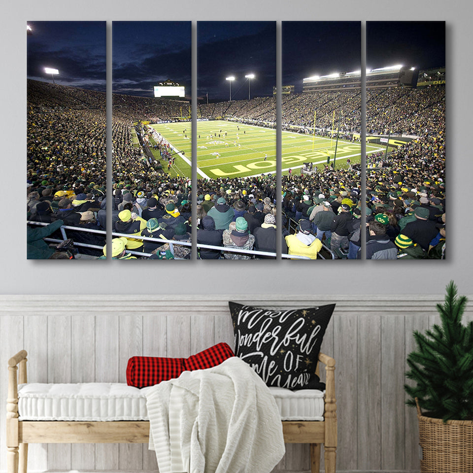 Oregon Ducks Wall Art Autzen Stadium Canvas Prints American,Multi Panels B,Sport Stadium Art Prints, Fan Gift