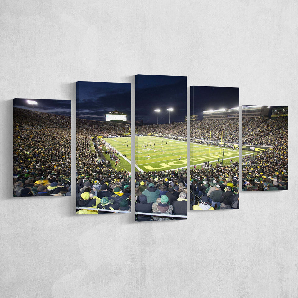 Oregon Ducks Wall Art Autzen Stadium Canvas Prints American,Multi Panels,Sport Stadium Art Prints, Fan Gift