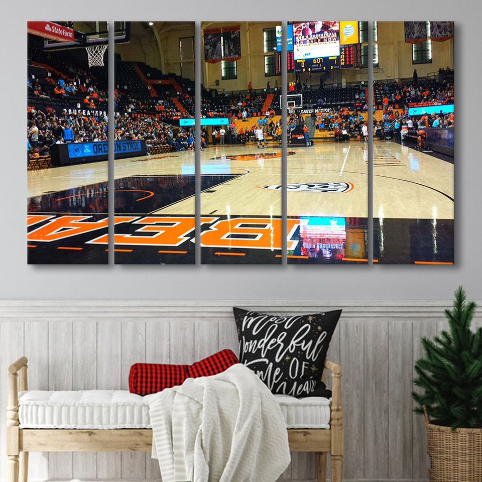 Oregon State Beavers Stadium Canvas Prints Gill Coliseum Wall Art,Multi Panels B,Sport Stadium Art Prints, Fan Gift