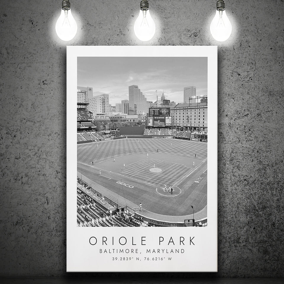 Oriole Park Baltimore Orioles Baseball Lovers Black And White Art Canvas Prints Wall Art Home Decor