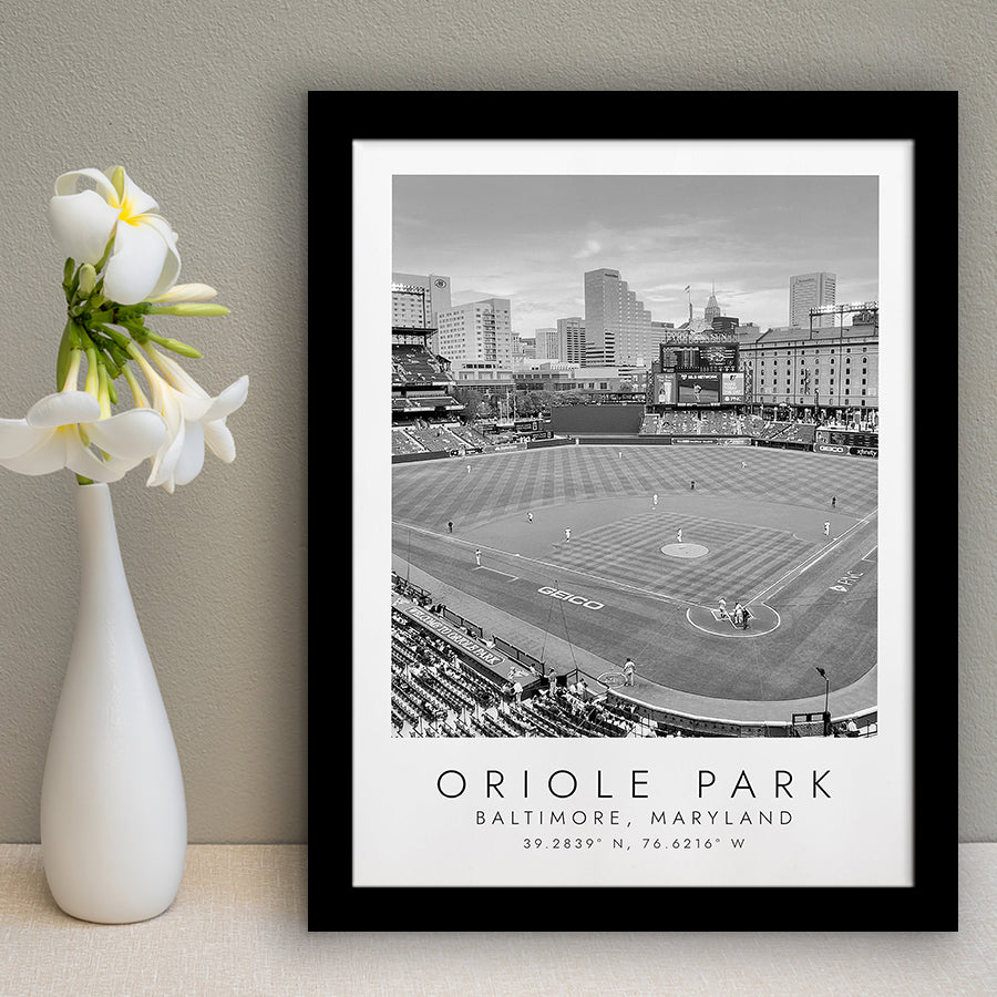 Oriole Park Baltimore Orioles Baseball Lovers Black And White Art Framed Art Prints Wall Art Decor, Framed Picture