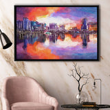 Orlando Florida Usa Downtown City Skyline City Art Watercolor Framed Canvas Prints Wall Art Home Decor,Floating Frame