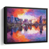 Orlando Florida Usa Downtown City Skyline City Art Watercolor Framed Canvas Prints Wall Art Home Decor,Floating Frame