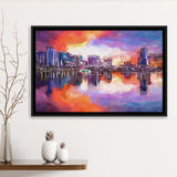 Orlando Florida Usa Downtown City Skyline City Art Watercolor Framed Canvas Prints Wall Art Home Decor,Floating Frame