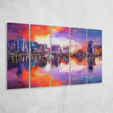 Orlando Florida Usa Downtown City Skyline 5 Pieces Extra Large Canvas Prints Wall Art Home Decor