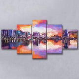 Orlando Florida Usa Downtown City Skyline 5 Pieces Mixed Canvas Prints Wall Art Home Decor