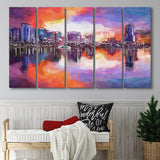 Orlando Florida Usa Downtown City Skyline 5 Pieces Extra Large Canvas Prints Wall Art Home Decor