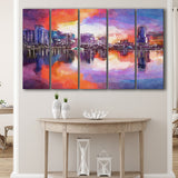 Orlando Florida Usa Downtown City Skyline 5 Pieces Extra Large Canvas Prints Wall Art Home Decor