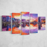 Orlando Florida Usa Downtown City Skyline 5 Pieces Mixed Canvas Prints Wall Art Home Decor