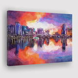 Orlando Florida Usa Downtown City Skyline City Art Watercolor Canvas Prints Wall Art Home Decor, Large Canvas