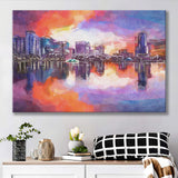 Orlando Florida Usa Downtown City Skyline City Art Watercolor Canvas Prints Wall Art Home Decor, Large Canvas