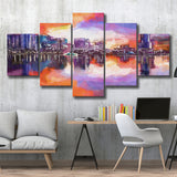 Orlando Florida Usa Downtown City Skyline 5 Pieces Mixed Canvas Prints Wall Art Home Decor