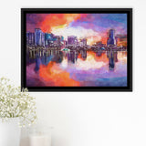 Orlando Florida Usa Downtown City Skyline City Art Watercolor Framed Canvas Prints Wall Art Home Decor,Floating Frame