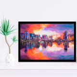 Orlando Florida Usa Downtown City Skyline City Art Watercolor Framed Art Prints Wall Art Decor,Framed Picture