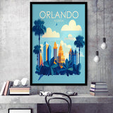 Orlando Florida Retro Art Print, City Art Print, Framed Art Print Wall Art Home Decor, Framed Picture