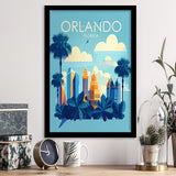Orlando Florida Retro Art Print, City Art Print, Framed Art Print Wall Art Home Decor, Framed Picture
