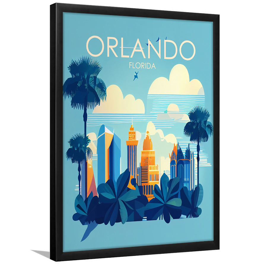 Orlando Florida Retro Art Print, City Art Print, Framed Art Print Wall Art Home Decor, Framed Picture