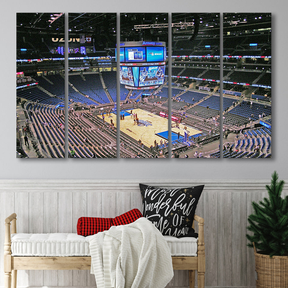 Orlando Magic Wall Art Amway Center Stadium Canvas Prints Basketball,Multi Panels B,Sport Stadium Art Prints, Fan Gift