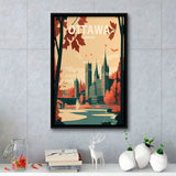 Ottawa Canada Retro Art Print, Large Canvas, Framed Canvas Print Wall Art Home Decor, Floating Frame
