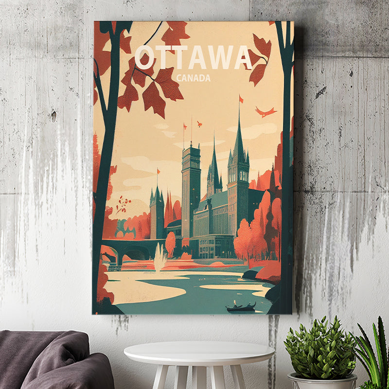 Ottawa Canada Retro Art Print ,City Art Print, Large Canvas, Canvas Print Wall Art Home Decor