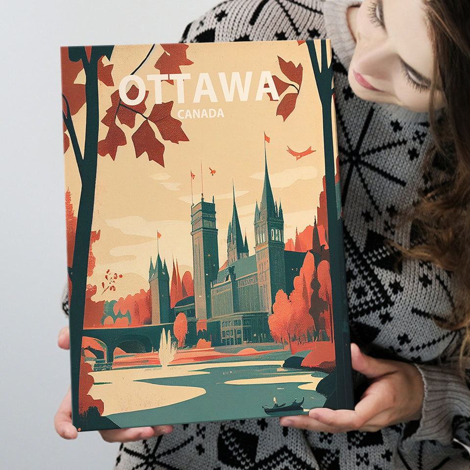 Ottawa Canada Retro Art Print ,City Art Print, Large Canvas, Canvas Print Wall Art Home Decor