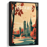 Ottawa Canada Retro Art Print, Large Canvas, Framed Canvas Print Wall Art Home Decor, Floating Frame