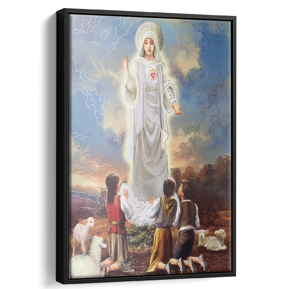 Our Lady Of Fatima Print Spiritual Gift Religious Art Lady Fatima Framed Canvas Prints Wall Art - Painting Canvas, Framed Picture, Home Art Decor