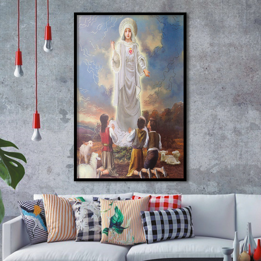 Our Lady Of Fatima Print Spiritual Gift Religious Art Lady Fatima Framed Art Print Wall Decor - Painting Art, Framed Picture, Home Decor