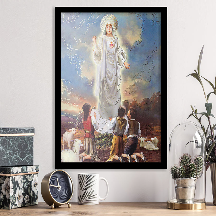 Our Lady Of Fatima Print Spiritual Gift Religious Art Lady Fatima Framed Art Print Wall Decor - Painting Art, Framed Picture, Home Decor