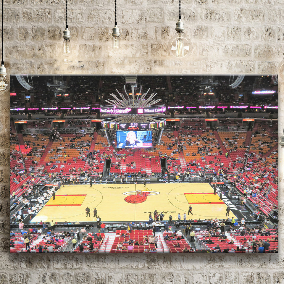 Overview of Court Miami Heat, Stadium Canvas, Sport Art, Gift for him, Fan Gift, Canvas Prints Wall Art Decor