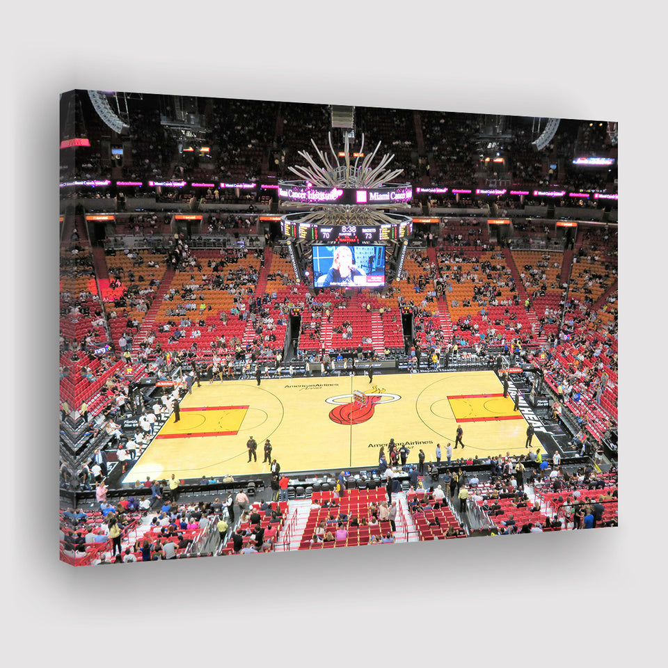 Overview of Court Miami Heat, Stadium Canvas, Sport Art, Gift for him, Fan Gift, Canvas Prints Wall Art Decor