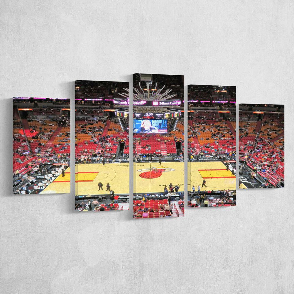 Overview of Court Miami Heat, Stadium Canvas, Sport Art, Large Canvas, Multi Panels, Canvas Prints Wall Art Decor