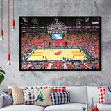 Overview of Court Miami Heat, Stadium Canvas, Sport Art, Gift for him, Framed Art Prints Wall Art Decor, Framed Picture