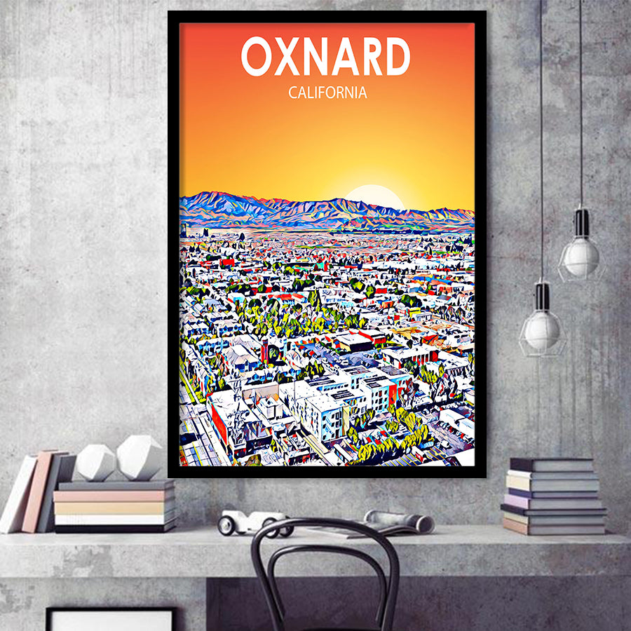Oxnard CA Art, City Art Print, Framed Art Print Wall Art Home Decor, Framed Picture