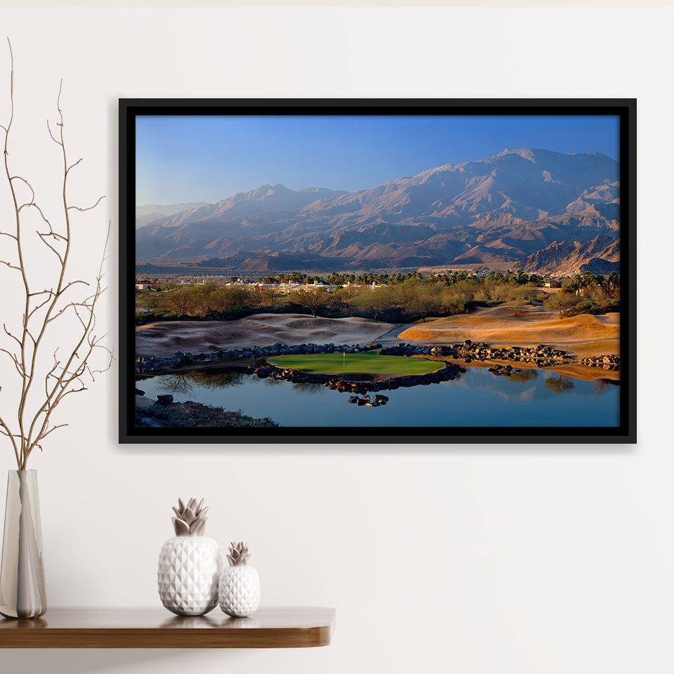 Pga West Stadium Course Hole 17 Golf Courses Alcatraz, La Quinta, California, Framed Canvas Prints Wall Art Decor, Floating Frame